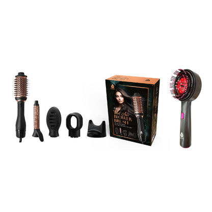 Dúo Cuidado del Cabello: Cepillo Secador de Aire + Cepillo Masajeador LED