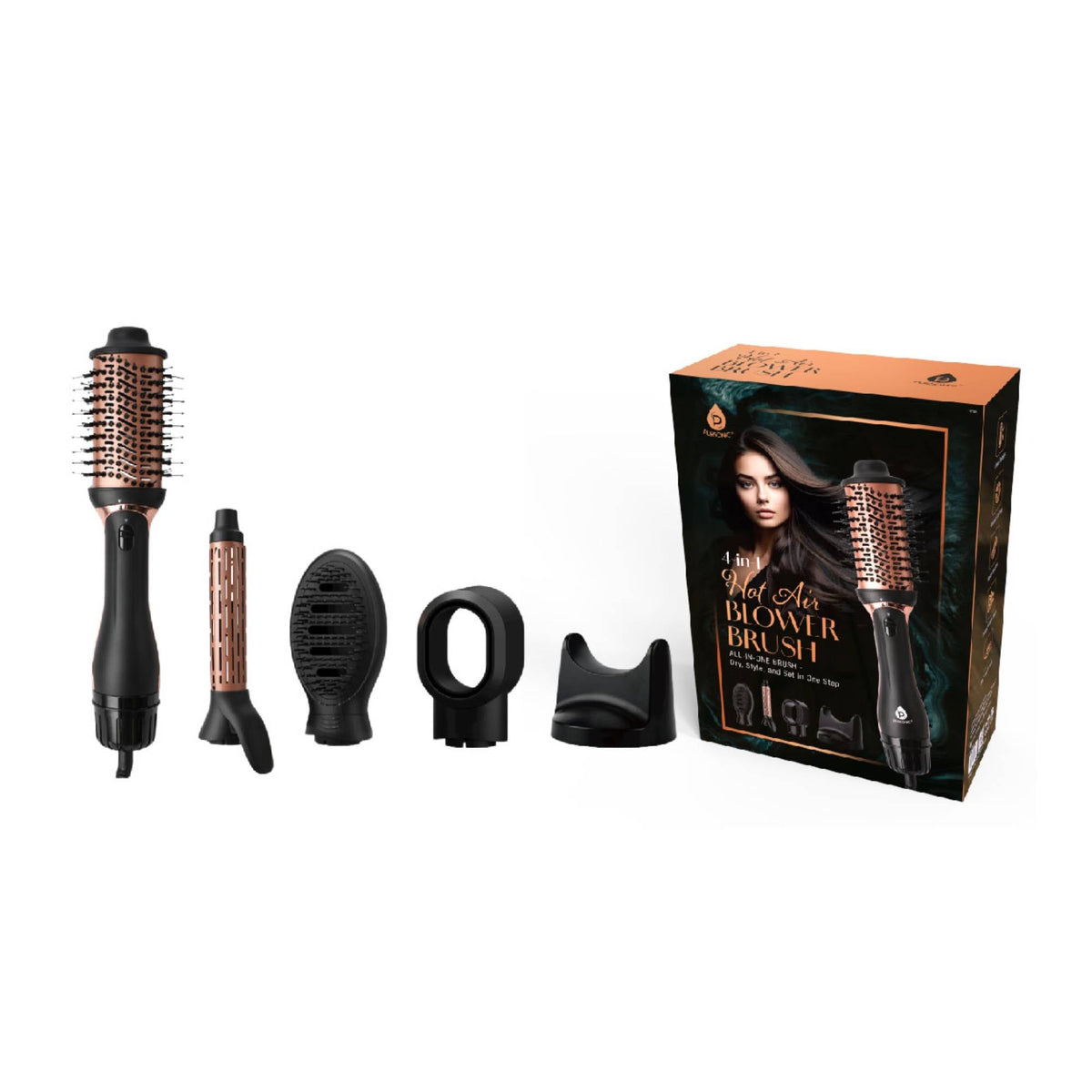 Dúo Cuidado del Cabello: Cepillo Secador de Aire + Cepillo Masajeador LED