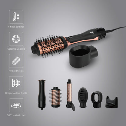 Dúo Cuidado del Cabello: Cepillo Secador de Aire + Cepillo Masajeador LED
